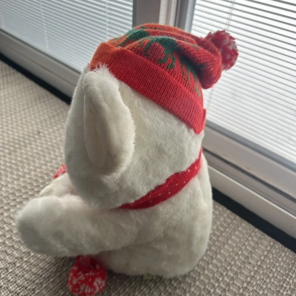 Kmart Dan Dee 1987 Christmas White Teddy Bear Plush Stuffed Vintage